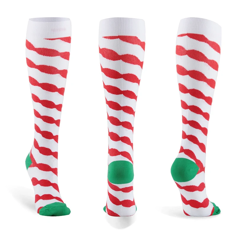Christmas Socks New Women Funny Compression Sock Breathable Sport Stripe Fitness Soccer Sock Big Functional Cycling Socks