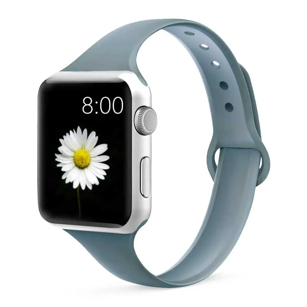 Тонкий ремешок для apple watch 5 4 band correa apple watch 44 мм 40 мм 42 мм 38 мм iwatch 5 4 3 2 1 силиконовый браслет - Цвет ремешка: lavender grey 10