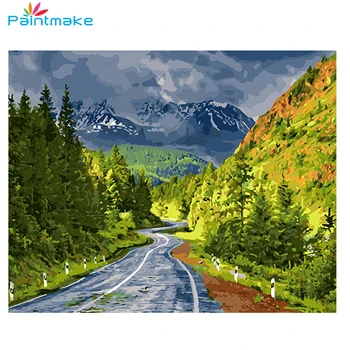 

PAINTMAKE Landscape DIY Painting By Numbers Drawing Kits Highway Forest Oil Painting On Canvas Home Room Decor Art Picture Gifts