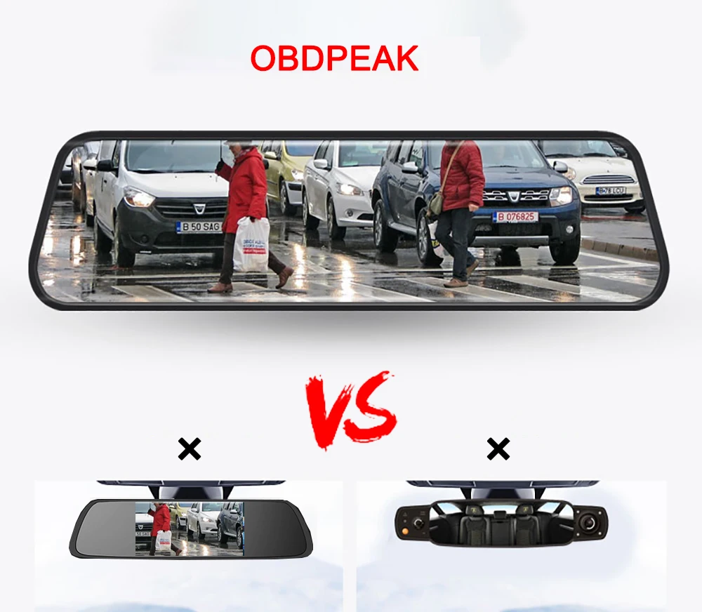 Автомобильный видеорегистратор с сенсорным экраном 10 дюймов 1080P двумя