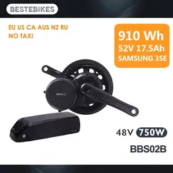 Двигатель bafang BBS02B BBS02 750 w 52V17. 5ah samsung электрические батареи среднемоторный привод вело electrique e-велосипед набор преобразования для