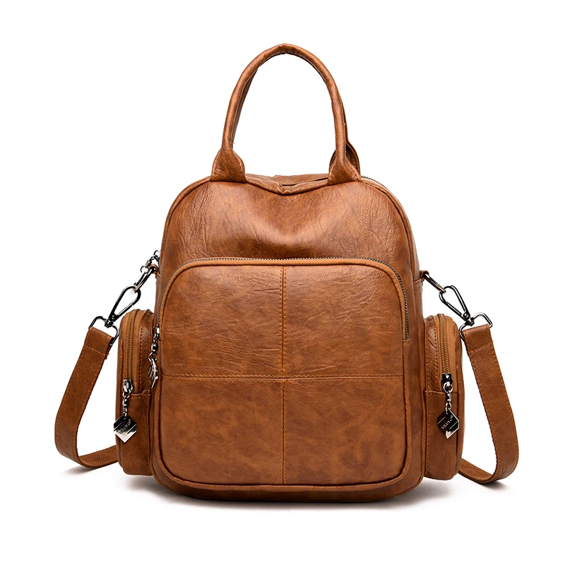 

2019 Women Backpack high quality Leather Fashion school Backpacks Female Feminine Casual Large Capacity Vintage Shoulder Bags