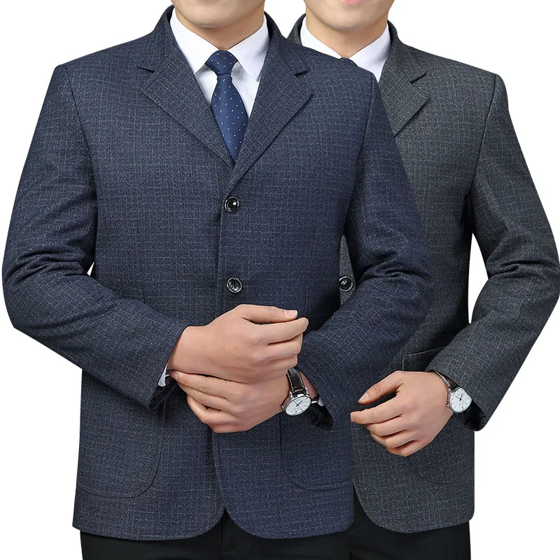 

Daddy Clothes New Style Leisure Suit Large Size Loose-Fit Middle-aged Men'S Wear Plaid Suit Jacket Autumn Clothing