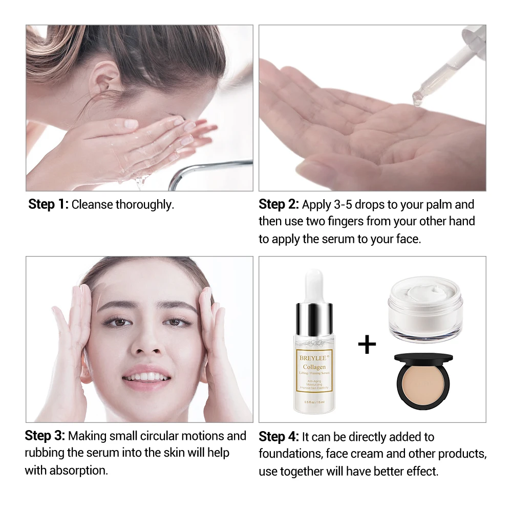 BREYLEE Collagen Lifting Firming Serum Hyaluronic Acid Moisturizing Essence Anti-Aging Remove Wrinkles Face Cream Skin Care 15ml (6)
