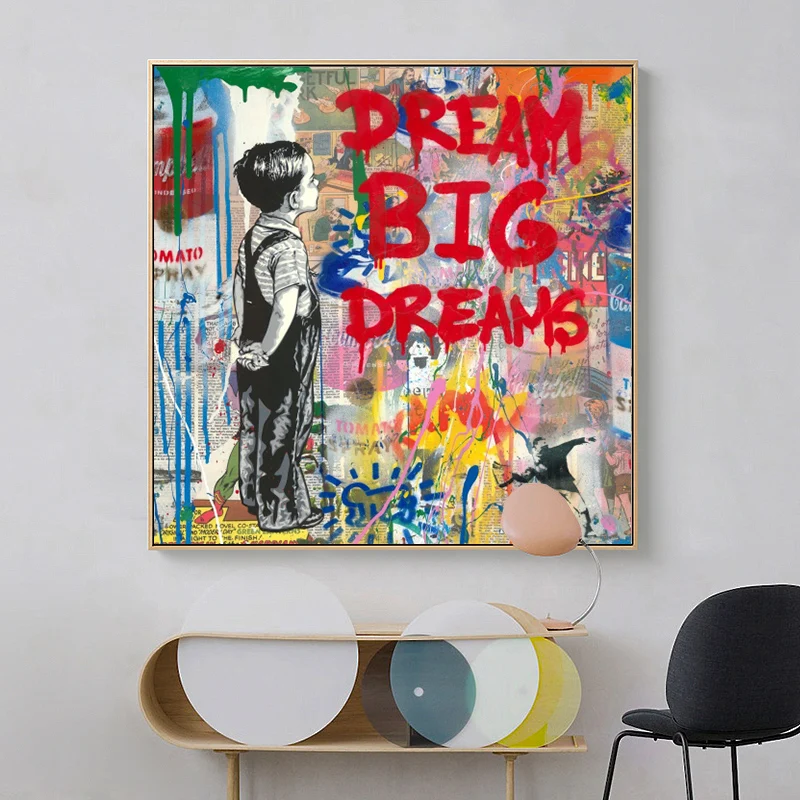 Бэнкси поп стиле протестного уличного искусства мечта Плакаты и принты Животные граффити на холсте