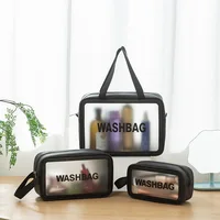 Large Capacity Frosted PU Transparent Cosmetic Wash Bag Waterproof PVC Bath Storage Bag for Bath And Toiletries 1
