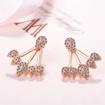 

Chandler Silver Plated Front Back Double Sided Earrings Ear-Jacket CZ Stone For Girls AAA Crystal Love Heart Wedding Gifts ED512