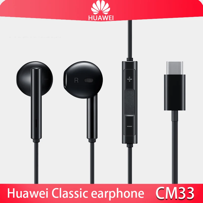 

Original Huawei CM33 Semi-in-ear Wired Earphone Type-C plug Earphone CM33 HD mic Original Huawei Earphone For HUAWEI Android IOS