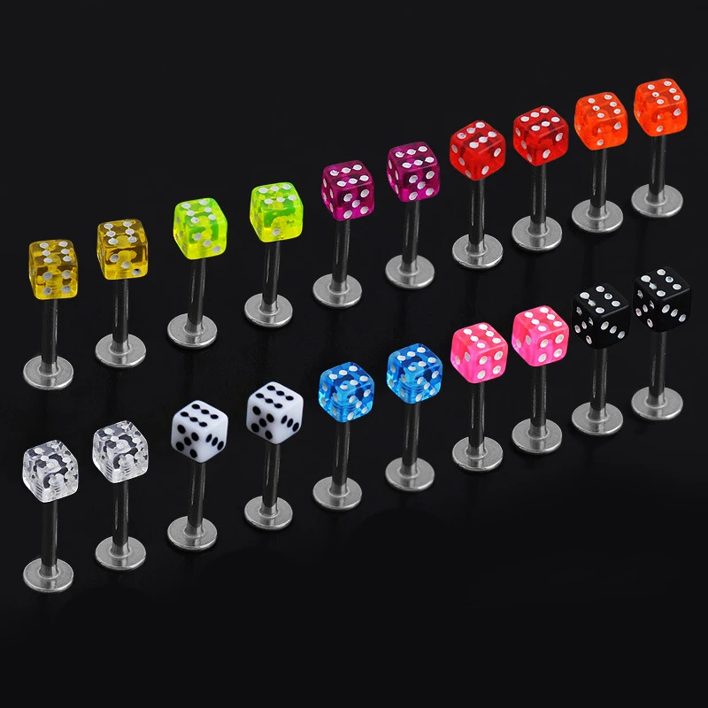 10PCS Stainless Steel Labret Piercing Dice Ear Tragus Cartilage Lip Stud Ring Body Jewelry | Украшения и аксессуары