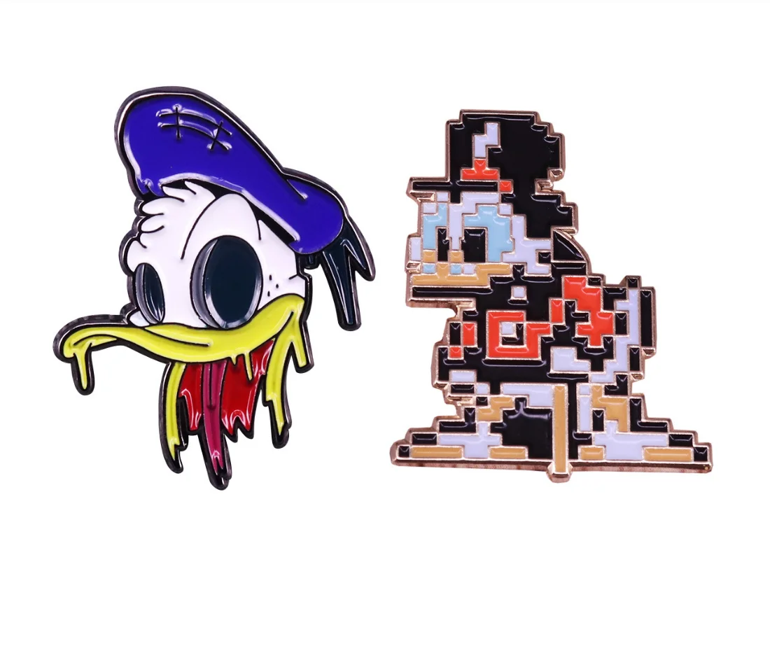 De dibujos animados de Disney broche fusión Pato Donald la placa de Metal  Pixel viejo pato Pin par Ropa Accesorios regalo|Broches| - AliExpress