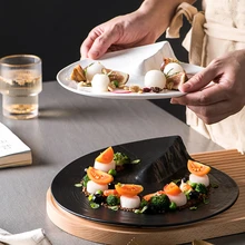 Creative Special-shaped Black and White Western Steak Dessert Plate Hotel Restaurant Artistic Conception Plate