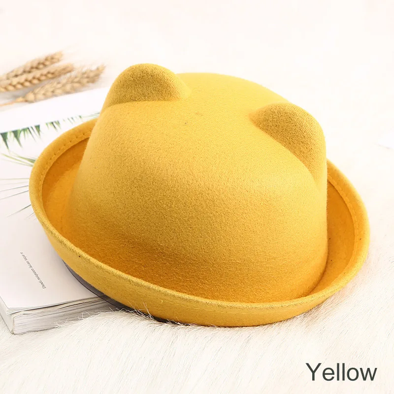 Yellow Детская шапка Девочки Мальчики Лето Дети случайные Джаз Кепка обжимной купол маленькая шляпа милые уши шапка-Фрикаделька для детей - Цвет: Yellow