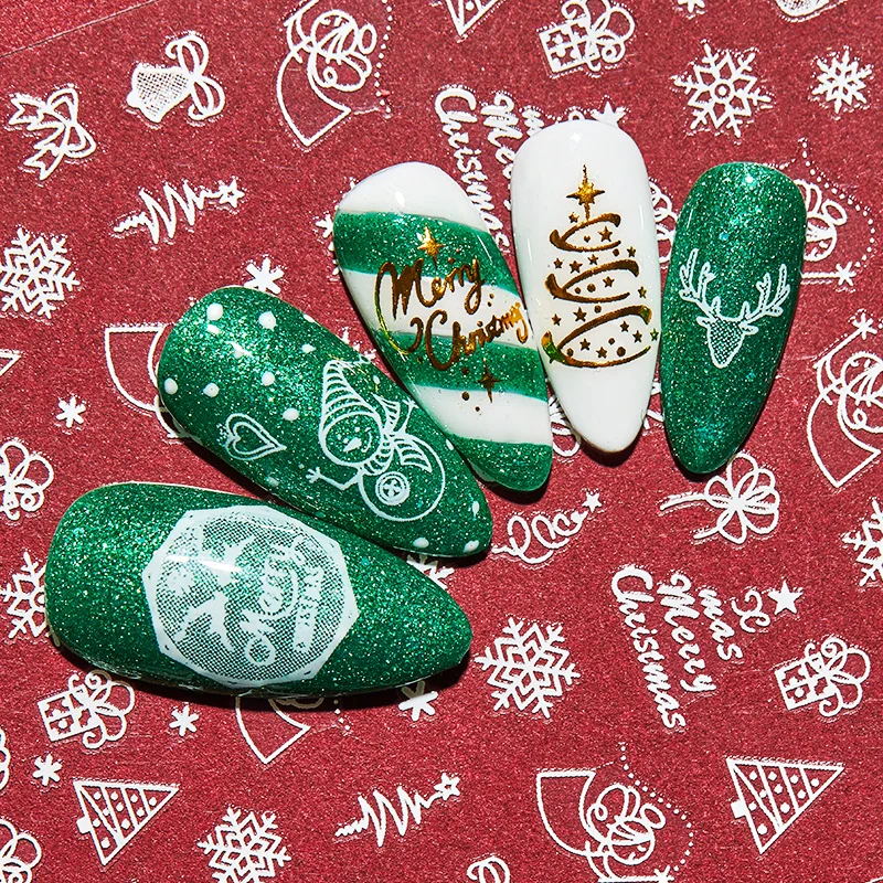 T-TIAO CLUB Gold White 3D Nail Sticker Flower Metalic Paste Beauty Art Decorations Manicure Nails Decal DIY Tips Christmas | Красота и