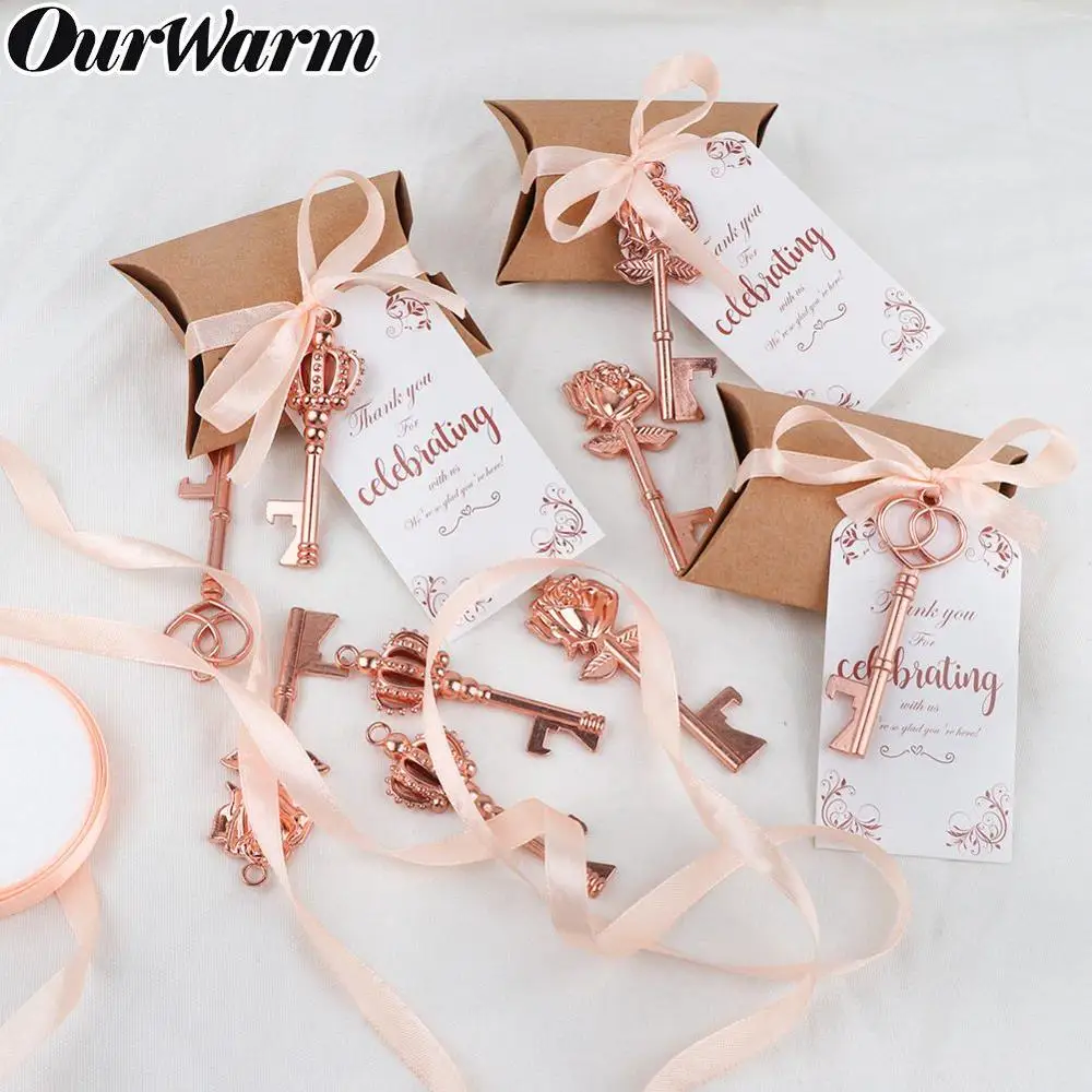 OurWarm 50 набор свадебных подарков для гостей розовое золото ключ из цинкового
