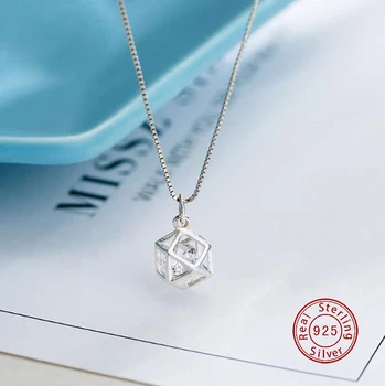 

T-XL202008007 S925 Sterling Silver Geometric Cut-Out Diamond Necklace Pendant 2020