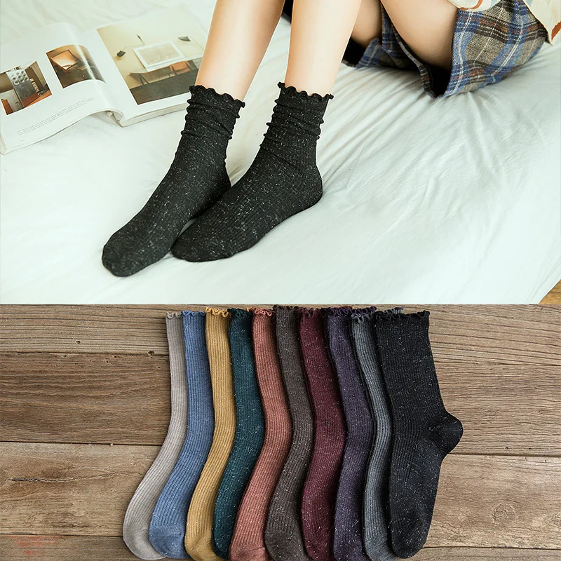 12 пар/компл. осень-зима японский Стиль Для женщин носки Высокое качество женские хлопковые носки на весну и осень