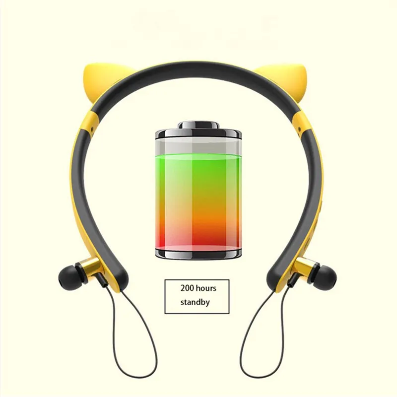 For Girls Kids Cute Bluetooth Wireless Cat Ear Headphones Girls Headset Headwear Earphone with Mic For PC Laptop Computer Phone