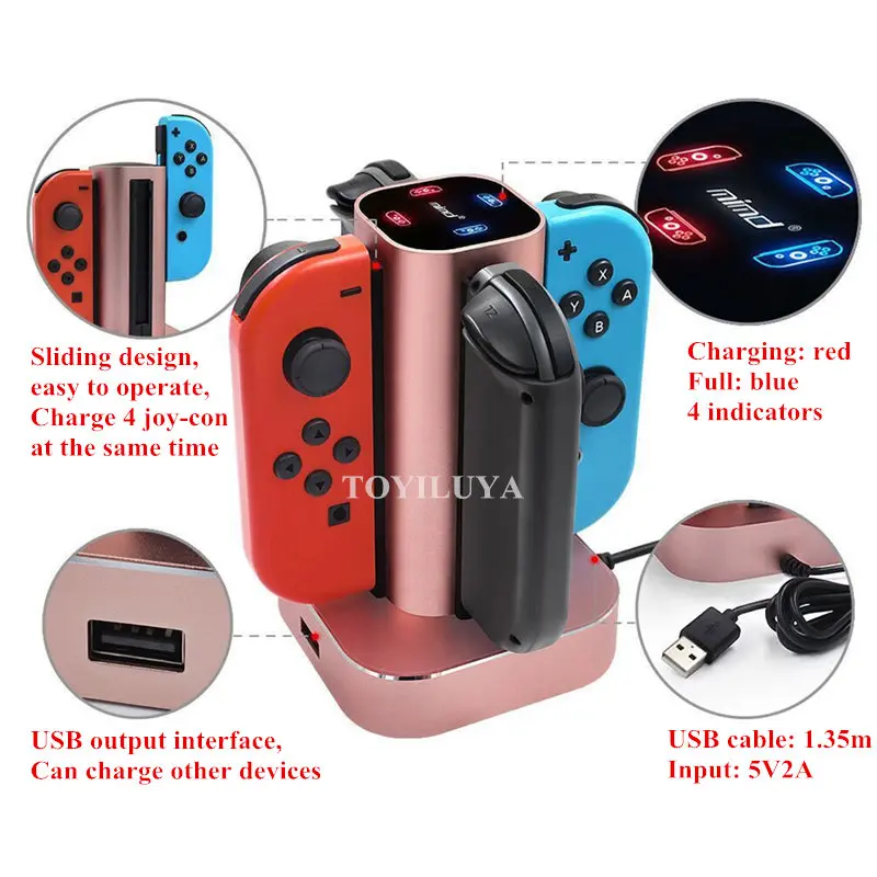 

4 In 1 LED Charging Dock Station Charger Cradle For Nintend Switch 4 Joy Con Controllers Charging Stand For Nintend Switch NS