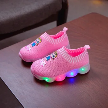

Casual children's shoes New kids shoes Fashionable LED Light Net Breathable children's sneakers Soft Sports Walking Shoes