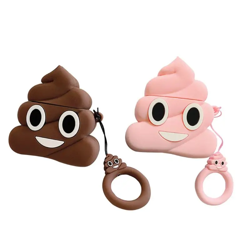 Забавный Poop из мягкого силикона с узором защитный чехол ударопрочный чехол с ремешком для Airpods 1/2 зарядная коробка аксессуары