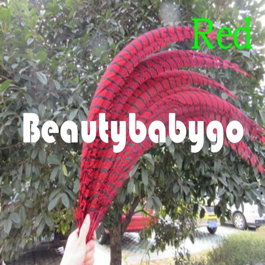 80-90cm 30-35Inches Lady Amherst Pheasant Tails Feather OR Zebra Pheasant Feathers - Цвет: Red