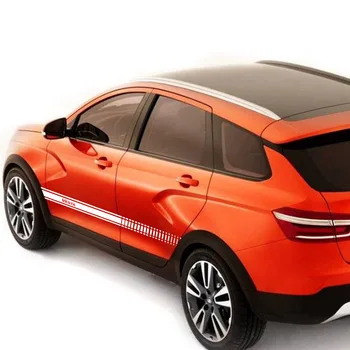 

Car Door Side Skirt Sticker For Lada Vesta Fashion Self Adhesive Stickers Auto Body Protector Film Car Accessories 2Pcs