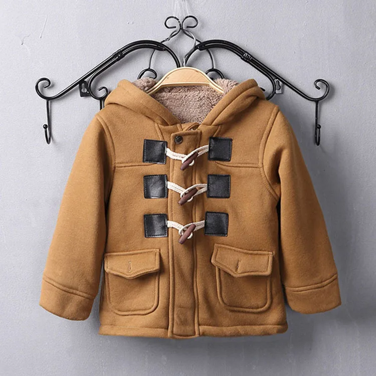 Новая зимняя одежда для мальчиков, теплое флисовое детское осенне-зимнее пальто, Плотная хлопковая куртка, верхняя одежда с капюшоном для малышей - Цвет: Brown