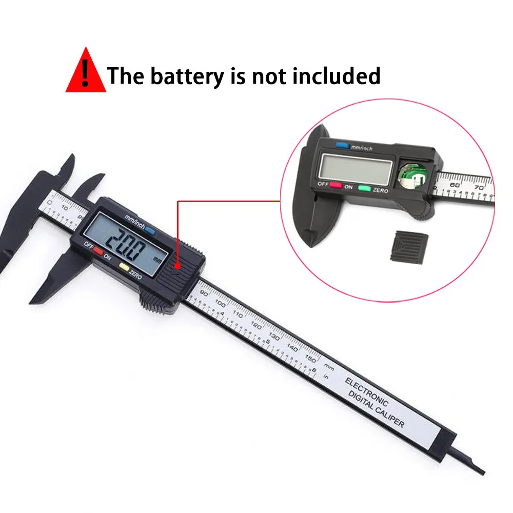 Description Picture 4 of item150mm 100mm Electronic Digital Caliper Carbon Fiber Dial Vernier Caliper Gauge Micrometer Measuring Tool Digital Ruler