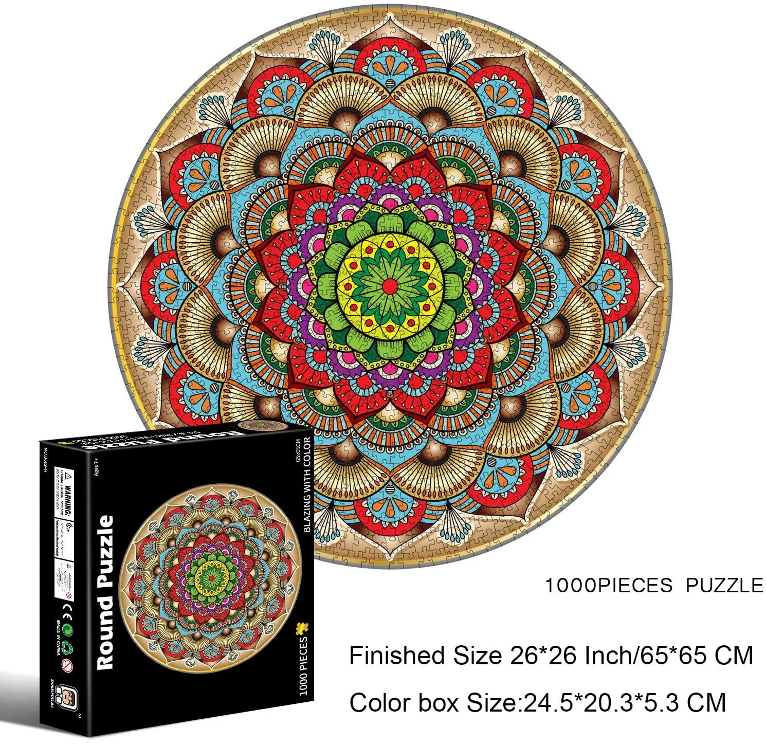 

Jigsaw Puzzles 1000 Pieces for Adults Round Puzzle,Mandala Large Round Difficult and Challenge Jigsaw Puzzle