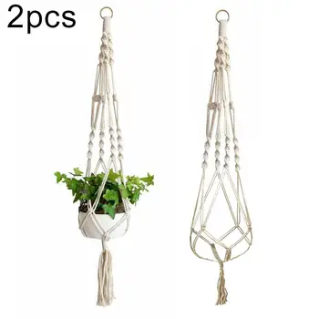 

2Pcs Handmade Indoor Garden Hanging Plant Flower Pot Holder Basket Bonsai Hanger