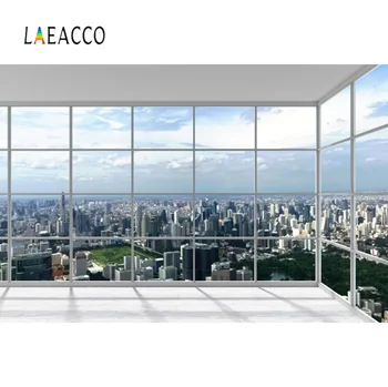 

Laeacco City View House French Window Sunshine Floor Baby Portrait Photography Backdrop Photographic Background For Photo Studio