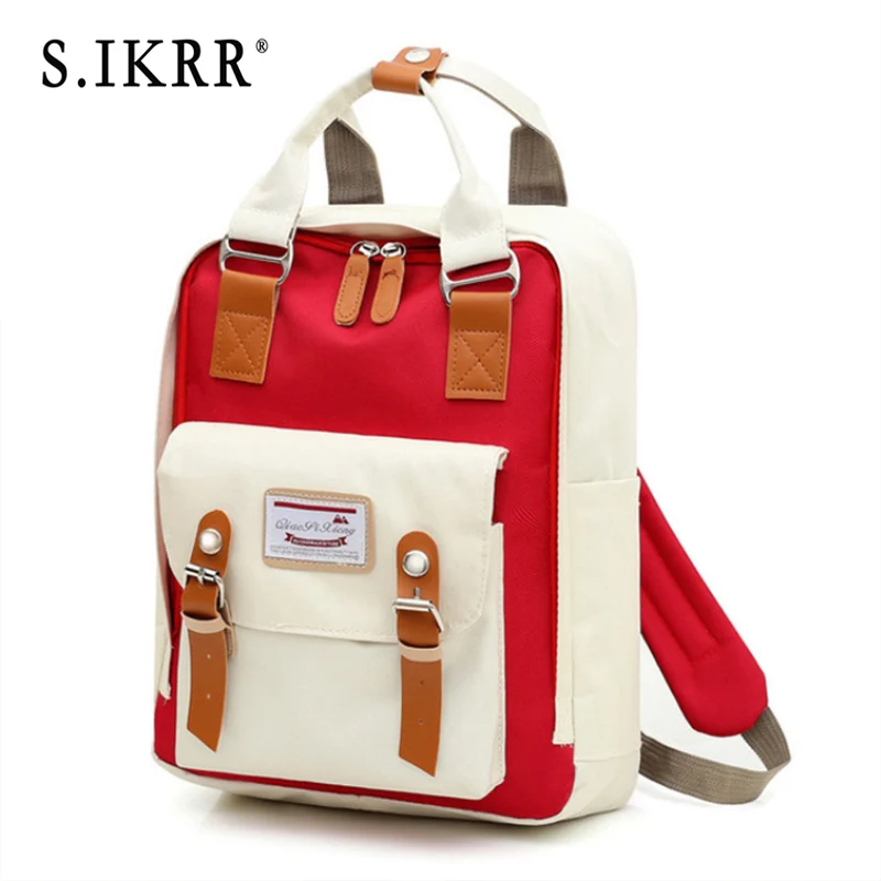 S. IKRR, женский рюкзак, многофункциональный, водонепроницаемый, Оксфорд, рюкзак для путешествий, рюкзак для девочек-подростков, Большой Вместительный рюкзак, Mochila - Цвет: White Red