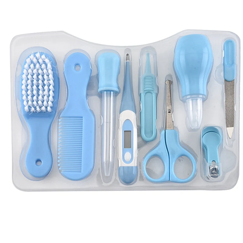 

9Pcs/Set Baby Kids Nail Hair Health Care Set Thermometer Nose Cleaner Toothbrush Safety Tools Newborn Grooming Brush Kits