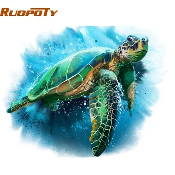 

RUOPOTY Frame Picture Sea turtle Animals DIY Painting By Numbers Kit Canvas By Numbers For Home Decor Unique Gift Wall Artwork