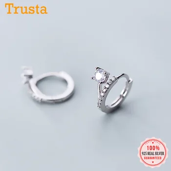 

Trustdavis Genuine 925 Sterling Silver Hoop Dazzling CZ Ear Cuff Clip On Earrings For Women Girl Piercing Earings Jewelry DT64