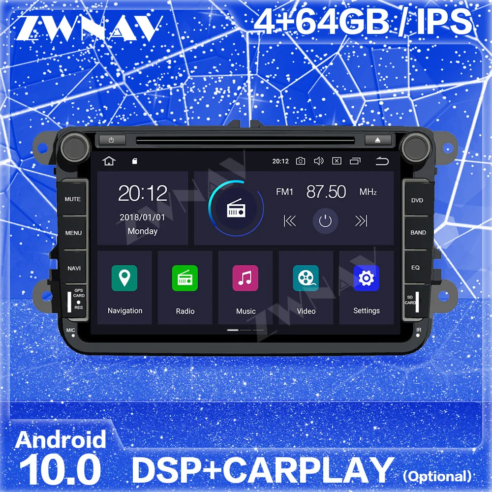 Carplay IPS Android For VW Volkswagen Golf Polo Tiguan Passat b7 b6 leon Auto Audio Radio Stereo Multimedia Player GPS Head Unit