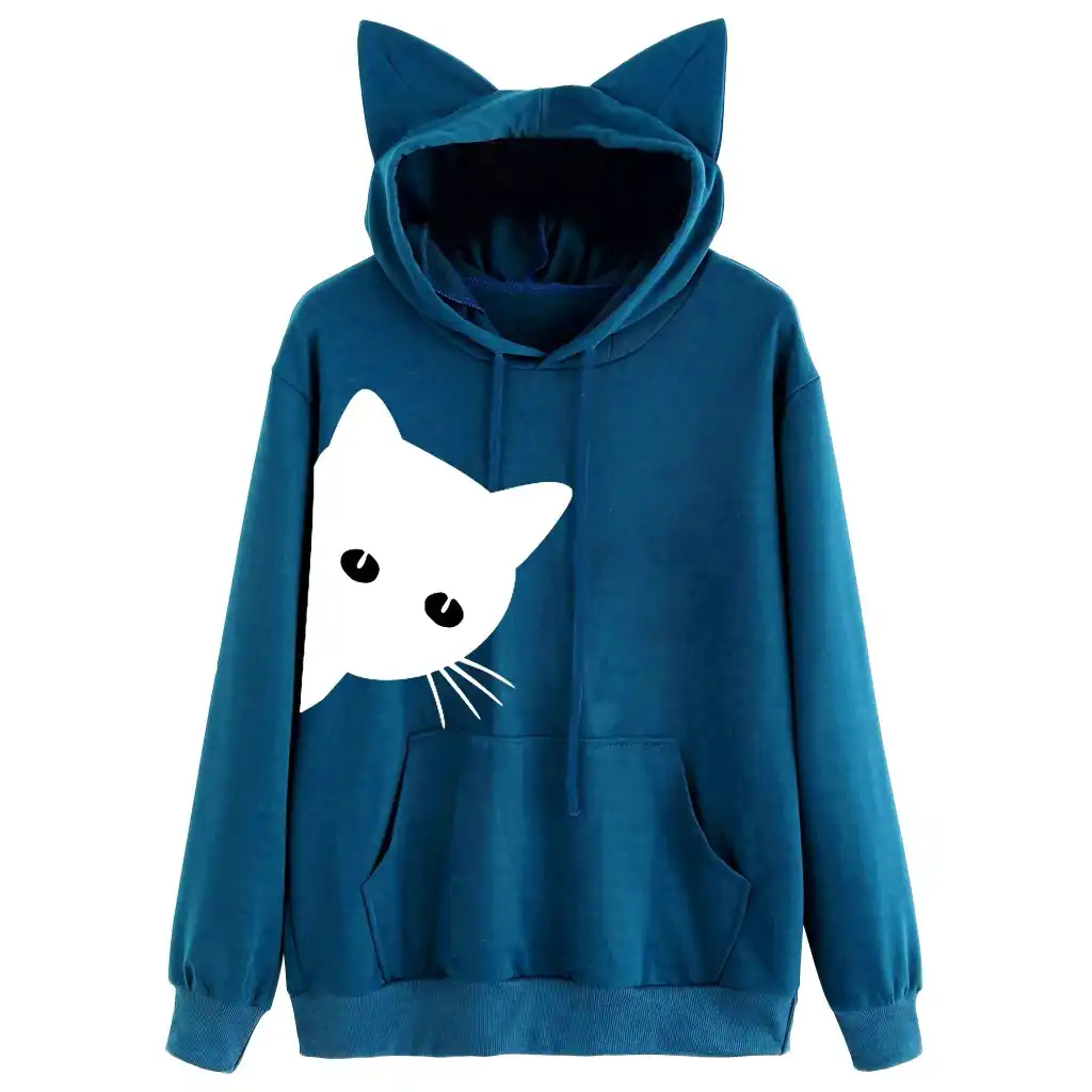 blue cat moletom com capuz