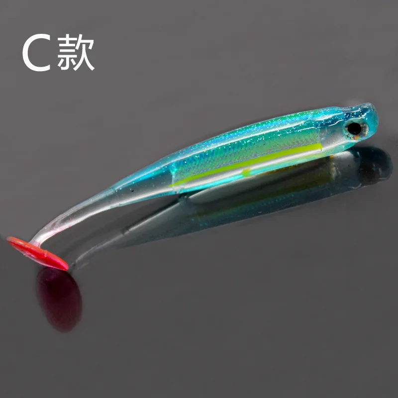3D радужные рыбки рукава Мягкая наживка для рыбы приманка ruan yu 9cm5g/7cm2g Встроенная алюминиевая фольга приманка для пресной воды приманка