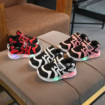 

Size 21-30 New Brand Cute Breathable Kids Light Shoes High Quality Autumn Baby Girls Boys Toddlers Fashion LED Children Sneakers