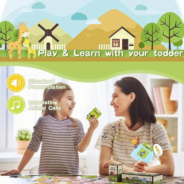 Audible Flash Cards Kids Electronic Book English Language Learning Montessori Education Toys Preschool Typewriter Children Gifts 3