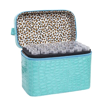 

PU Leather Rhinestones Carry Case 84 Slots Home Jewelry Beads Diamond Storage Box Zipper Closure Organizer Embroidery Painting