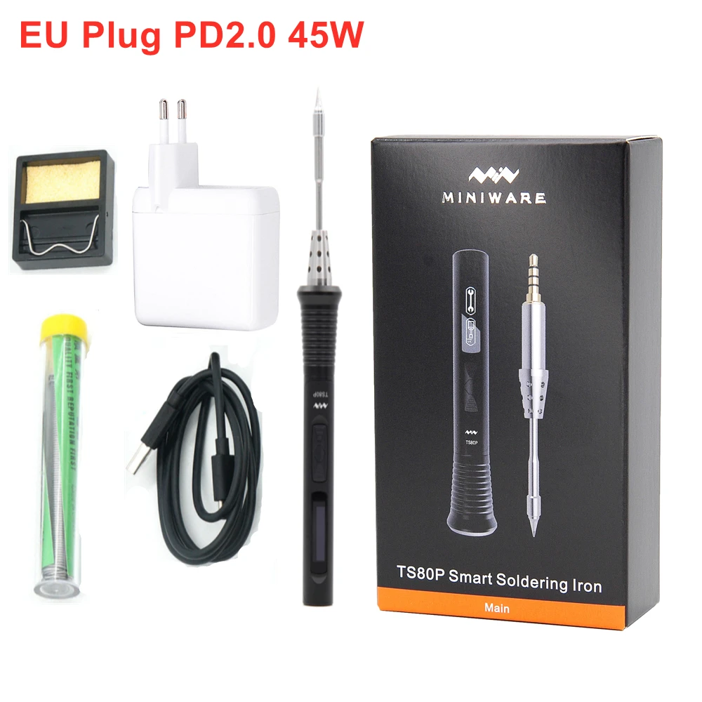 soldering iron station New TS80P Mini Smart Portable Digital Soldering Iron Tool Adjustable Temperature OLED Display With B02 Iron Tips QC3.0 PD2.0 45W cheap stick welder Welding Equipment