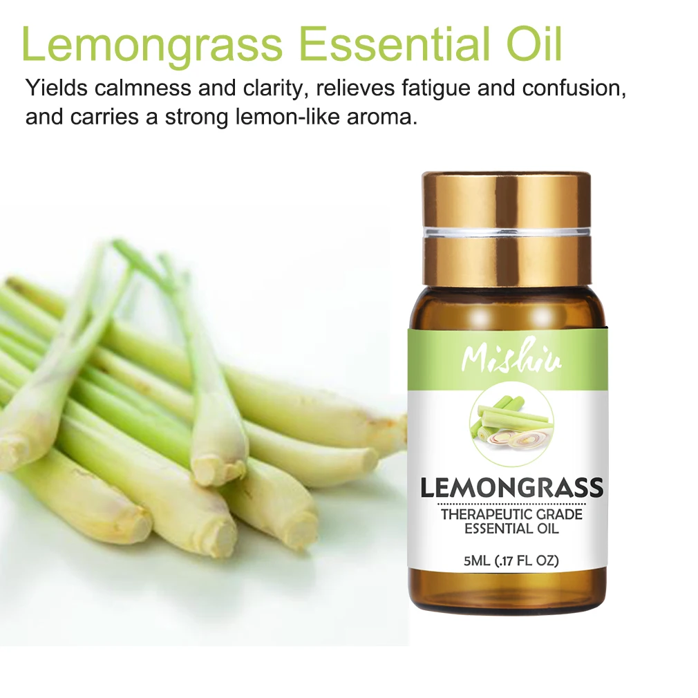 Эфирное масло Mishiu 5 мл Lemongrass обеспечивает спокойствие и четкость снимает боль