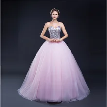 Горячая блестящие стразы Милая реальное изображение бальное платье розовый бисер Бальные платья
