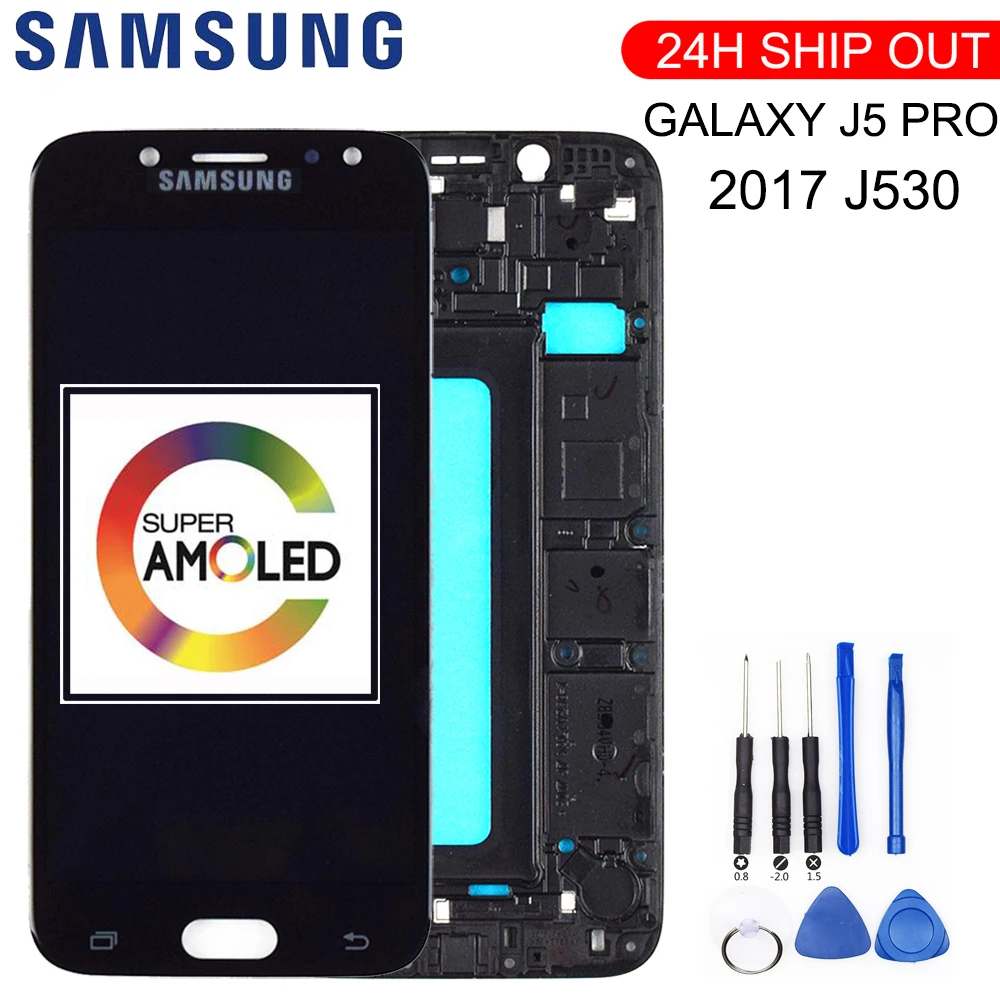 Скидка Новинка 5,2 Супер AMOLED font b lcd b font для SAMSUNG Galaxy J5 2017 дисплей сенсорный экран для SAMSUNG Galaxy J5 Pro ЖК дисплей J530 с рамкой