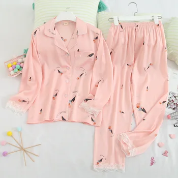 

Print Women Pijamas Suit Sleep Set Silky Soft Satin Sleepwear 2 Pcs Shirt&pant Casual Pajamas Kimono Bathrobe Gown Pink Homewear