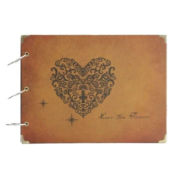 

Scrapbook Photo Albums,DIY Retro Wedding Guest Book Refillable Travel Memory Book Scrap Book for Mother'S Day Christmas Valentin