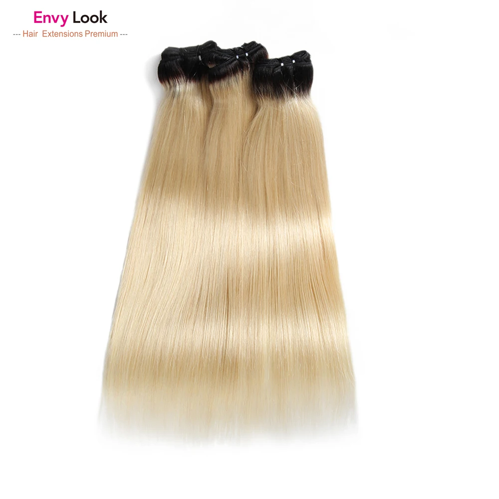 Envy Look Ombre 1B 613 бразильские пряди человеческих волос Remy с машинкой прямые 3 полный