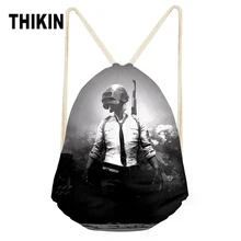 THIKIN 3D Черная мужская сумка с принтом игры-PUBG, крутой рюкзак на шнурке с логотипом на заказ, водонепроницаемая сумка, модные детские подарочные сумки для мальчиков