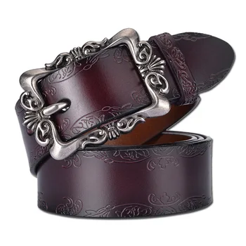 

2020 New Designer Belt For Women Pin Buckle Geninue Leather Belt Vintage Carving Real Leather Belt Straps For Femmle